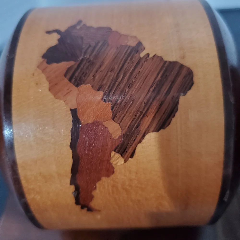 Brazilian Bookends Inlaid Wood MCM Vintage Globe Bookends Rare Curios L👀K